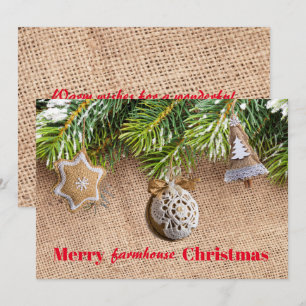 Modern Farmhouse Christmas Rustic Burlap Ornaments Holiday Card