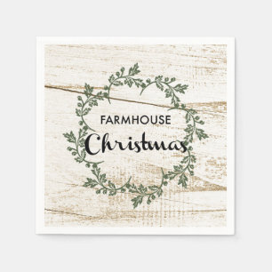 Modern Farmhouse Christmas Wreath Rustic Wood Napkin