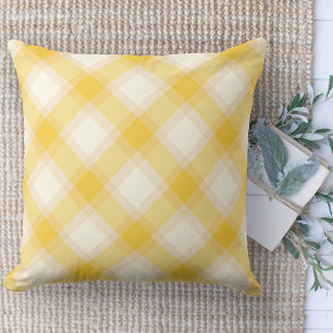 Modern Farmhouse Colourful Yellow Plaid Couch Throw Pillow