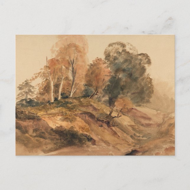 Modern Farmhouse Fall Autumn Landscape Painting Postcard (Front)