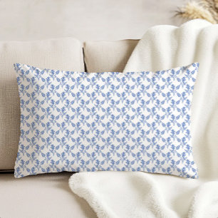 Modern Farmhouse Floral Pattern Cornflower Blue Accent Pillow