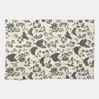 Modern Farmhouse Folk Art Chickens & Botanicals Kitchen Towel