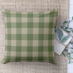 Modern Farmhouse Green & Beige Buffalo Plaid Throw Pillow