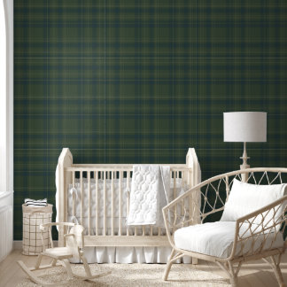 Modern Farmhouse Green Plaid Rustic Lodge Cabin Wallpaper