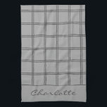 Modern Farmhouse Grey Plaid Personalized Rustic Kitchen Towel<br><div class="desc">Add a touch of charm to your kitchen with this modern farmhouse-inspired grey plaid kitchen towel, personalized to make it uniquely yours. Perfect for those who love rustic yet contemporary decor, this towel blends practicality with stylish simplicity. Whether for your own home or as a thoughtful gift, it’s a versatile...</div>