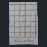 Modern Farmhouse Grey Plaid Personalized Rustic Kitchen Towel<br><div class="desc">Add a touch of charm to your kitchen with this modern farmhouse-inspired grey plaid kitchen towel, personalized to make it uniquely yours. Perfect for those who love rustic yet contemporary decor, this towel blends practicality with stylish simplicity. Whether for your own home or as a thoughtful gift, it’s a versatile...</div>