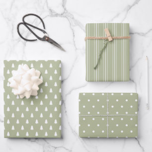 Modern farmhouse holiday green wrapping paper