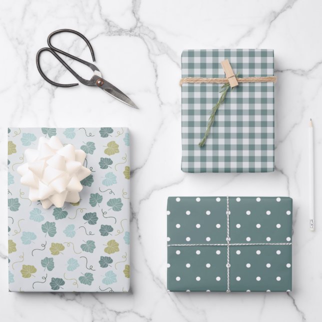 Modern farmhouse holiday green  wrapping paper sheet (Front)