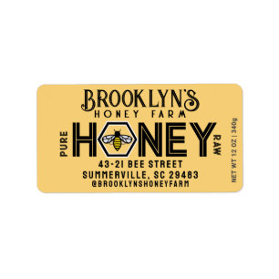 Modern Farmhouse Honey Label with Hexagon and Bee 