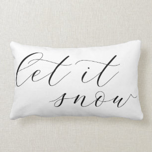 Modern Farmhouse Let It Snow Calligraphy Script Lumbar Pillow