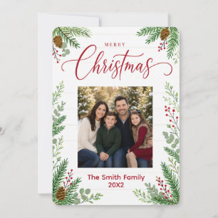 Modern Farmhouse Merry Christmas Family Photo Holiday Card