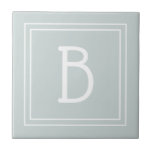 Modern Farmhouse Monogrammed Green & White Initial Tile<br><div class="desc">Modern & Stylish personalized monogram added to decorative chic simple updated decorative tile in soft green and white. Great gift idea! Easily customize with design tool to make it your own! Contact me at beachpausedesigns@gmail.com if you need help or have questions with this or any of our designs. Other design...</div>