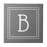 Modern Farmhouse Monogrammed Grey & White Initial Tile<br><div class="desc">Modern & Stylish personalized monogram added to decorative chic simple farmhouse style pattern ceramic tile in medium grey and white. Great gift idea! Easily customize with design tool to make it your own! Contact me at beachpausedesigns@gmail.com if you need help or have questions with this or any of our designs....</div>