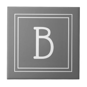 Modern Farmhouse Monogrammed Grey & White Initial Tile