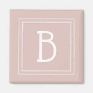 Modern Farmhouse Monogrammed Pink & White Initial Magnet