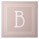 Modern Farmhouse Monogrammed Pink & White Initial Tile<br><div class="desc">Modern & Stylish personalized monogram added to decorative chic simple farmhouse style decorative tile in soft pink and white. Great gift idea! Easily customize with design tool to make it your own! Contact me at beachpausedesigns@gmail.com if you need help or have questions with this or any of our designs. Other...</div>