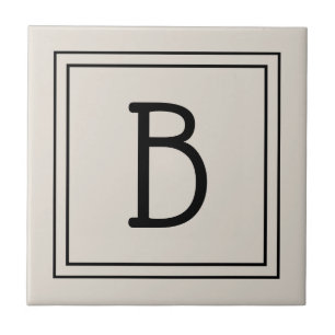 Modern Farmhouse Monogrammed Tan & Black Initial Tile