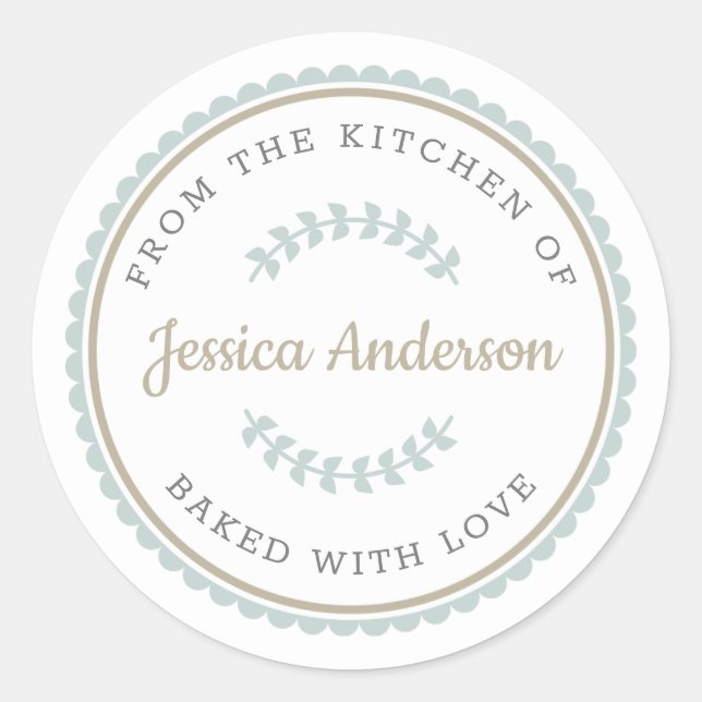 Modern Farmhouse Personalized Baking Gift Classic Round Sticker (Front)