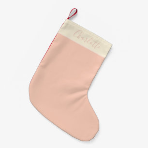 Modern Farmhouse Personalized Name Peach Coquette Small Christmas Stocking
