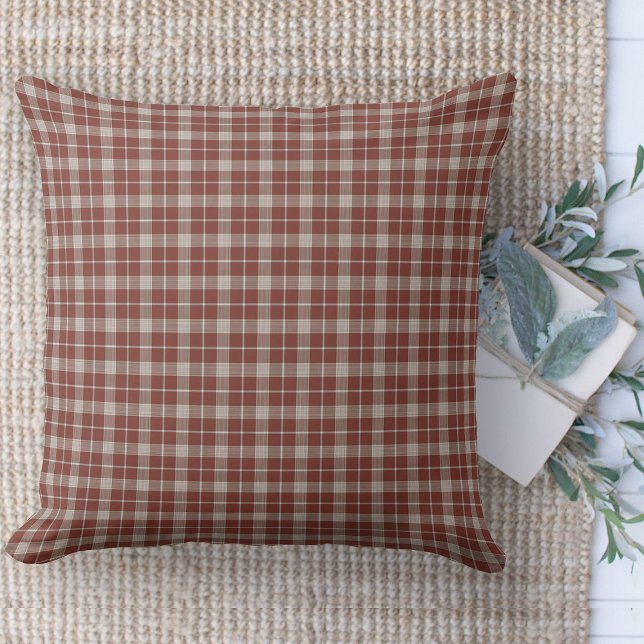Modern Farmhouse Red And White Plaid Couch Throw Pillow (Modern farmhouse throw pillow red and white window pane plaid couch pillow )