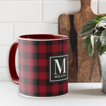 Modern Farmhouse Red Buffalo Check Monogrammed
