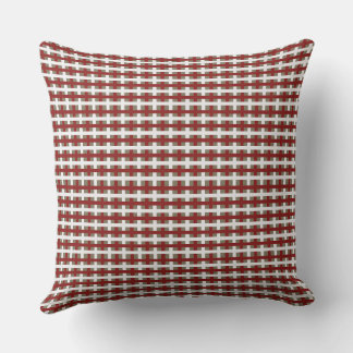 Modern Farmhouse Red White Sage Christmas Plaid Throw Pillow
