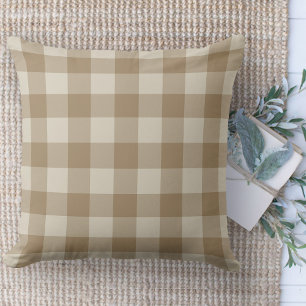 Modern Farmhouse Rug Brown & Beige Buffalo Plaid  Throw Pillow