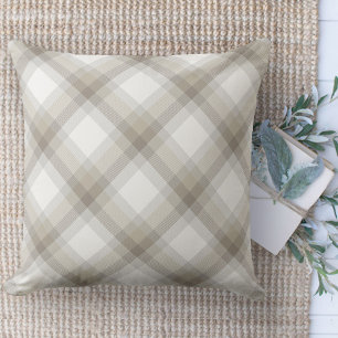 Modern Farmhouse Rug Brown Buffalo Plaid  Throw Pillow