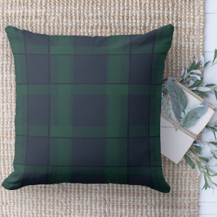 Modern Farmhouse Rug, Green And Blue Plaid Area Throw Pillow