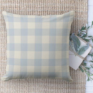 Modern Farmhouse Rug Powder Blue Buffalo Plaid  Throw Pillow