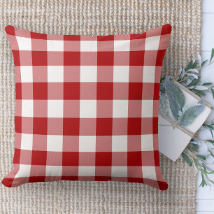 Modern Farmhouse Rug Red & White Buffalo Plaid  Throw Pillow