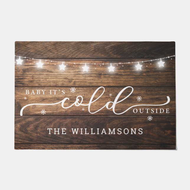 Modern Farmhouse Rustic Family Monogram Doormat  (Front)