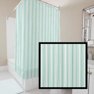 Modern Farmhouse Sage Green White Shower Curtain