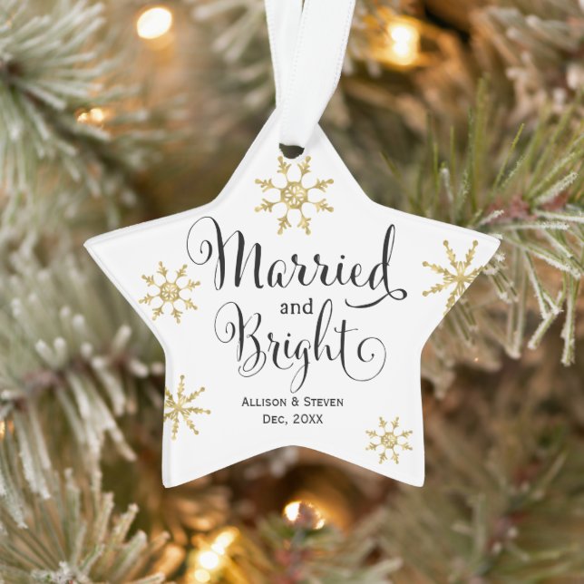 Modern Farmhouse simple married & bright newlywed  Ornament (Tree)