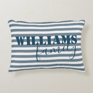 modern farmhouse stripes family monogram accent pillow