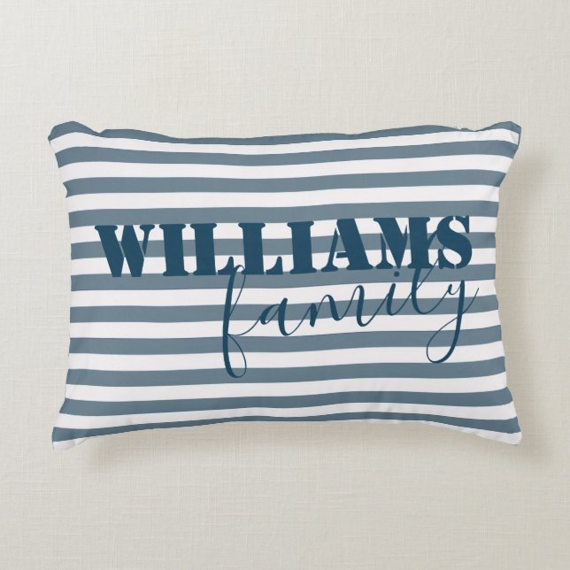 modern farmhouse stripes family monogram accent pillow (Front)