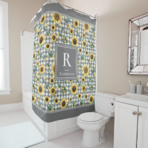 Modern Farmhouse Sunflower Monogram Gingham