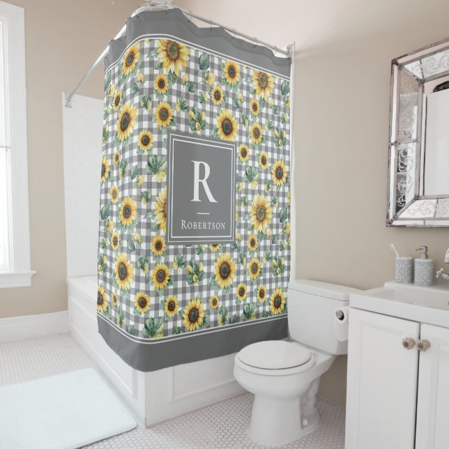 Modern Farmhouse Sunflower Monogram Gingham (In Situ)