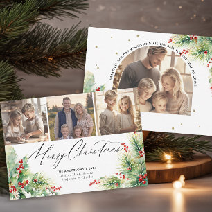 Modern Farmhouse Tradition Botanic Photo Christmas Holiday Card