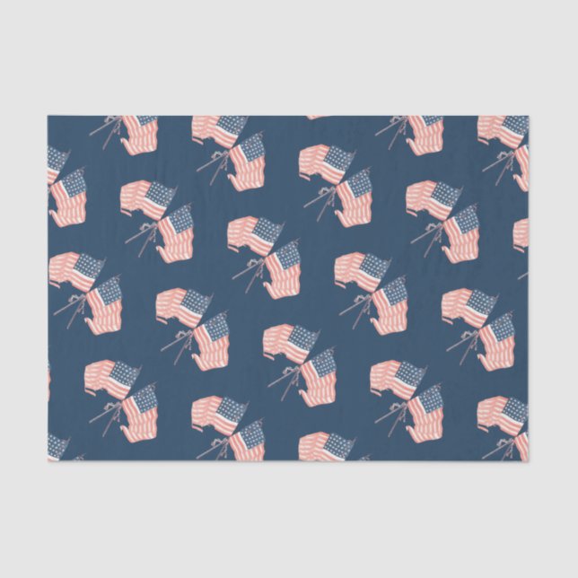 Modern Farmhouse Vintage Rustic American Flag Tissue Paper (Front)