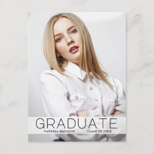 Modern Fashion 1 Photo Graduate Announcement Postcard
