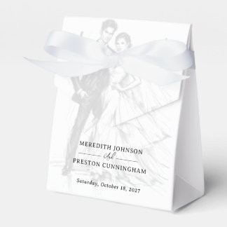 Modern Fashion Charcoal Sketch Couple Wedding  Favor Box