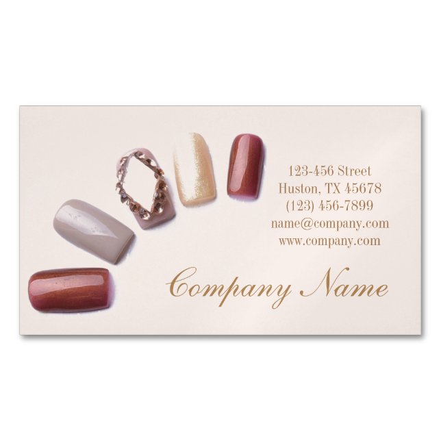 modern fashion girly beauty salon nail artist 	Magnetic business card (Front)