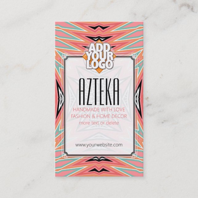Modern Fashion Pastels Aztec Pattern Business Card (Front)