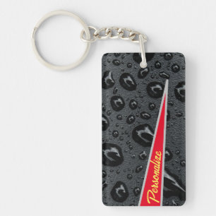 Modern Fashionable Black Bubbles Red Fire Custom  Keychain