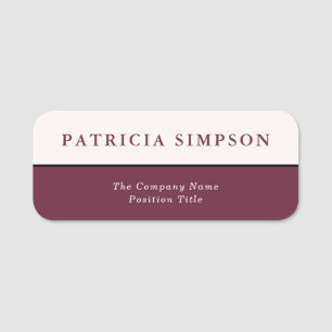 Modern Fashionable Syrah Red & Pearly White: Girly Name Tag