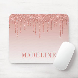 Modern Fashionable Trendy Glitter Rose Gold Mouse Pad