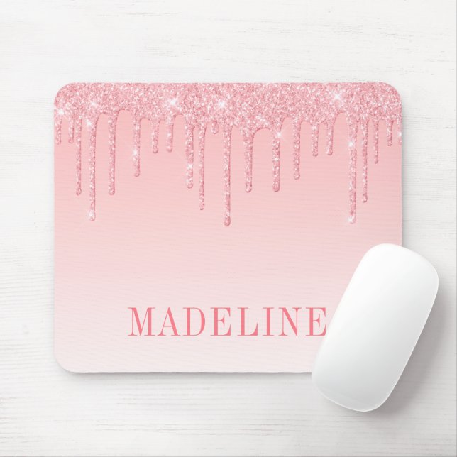 Modern Fashionable Trendy Pink Blush Glitter Mouse Pad (With Mouse)