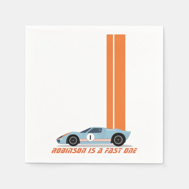 Modern Fast One Car Boy First Birthday Napkin (Front)