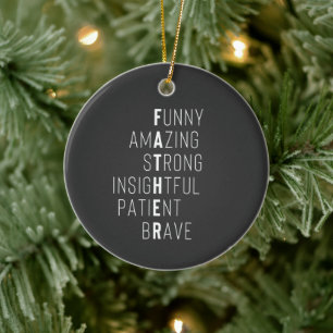 Modern father definition handwritten kids names ceramic ornament